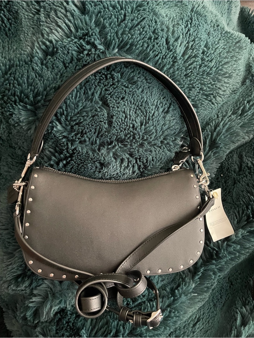 Coach Swinger with Silver Studs Shoulder or Crossbody Bag
